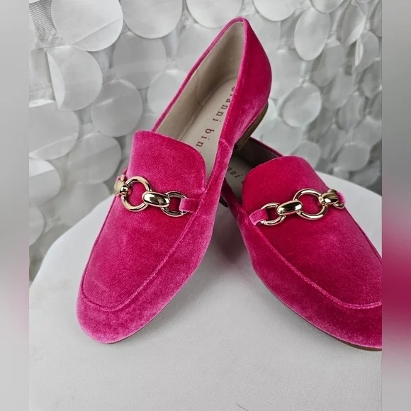 Gianni Bini Buckle Velvet Pink Flat Loafers Size 7 - Picture 6 of 12